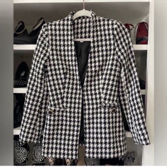 New Print Open Front Tweed Blazer Size  XS - Picture 8 of 11